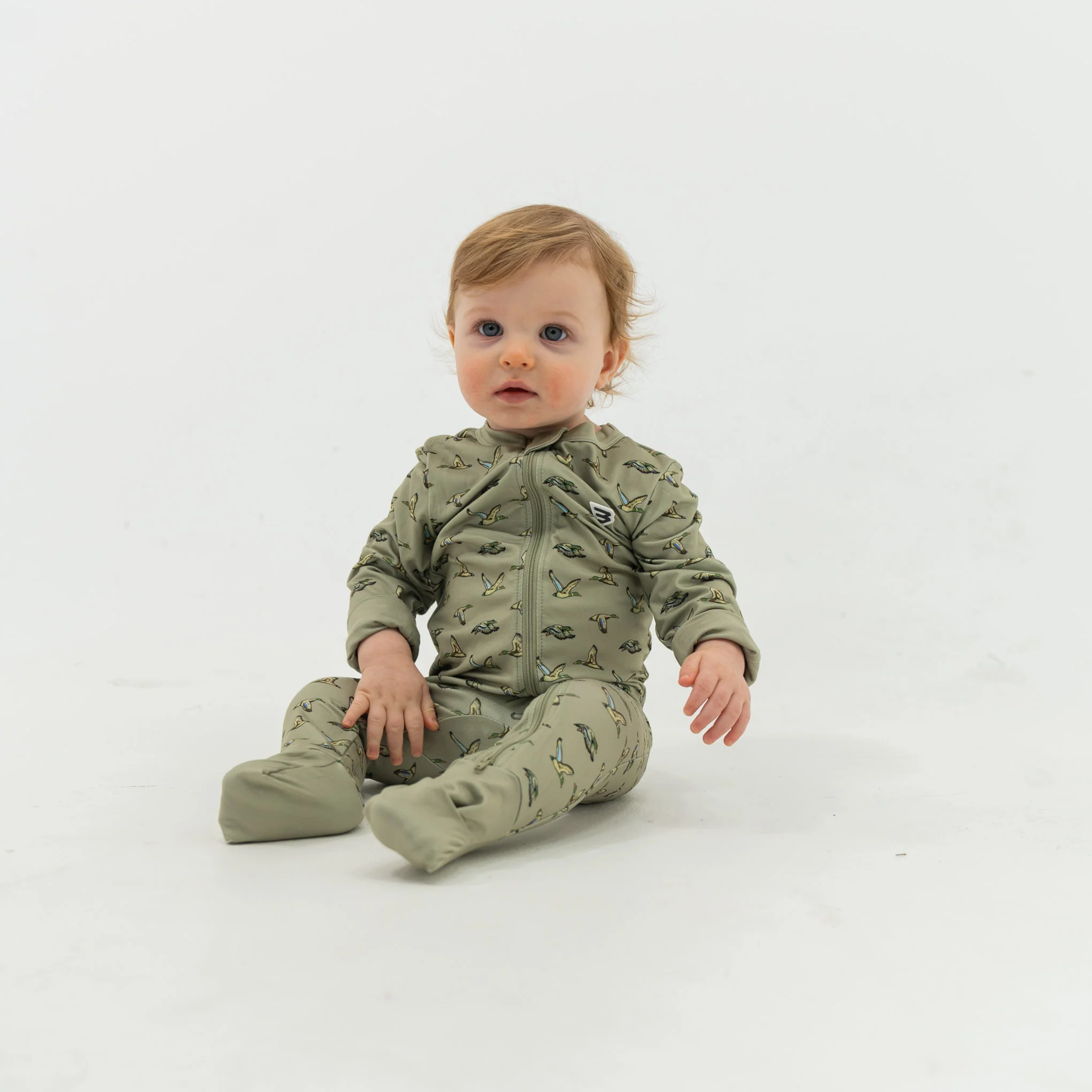 Baby Zip Up - Flying Ducks Green