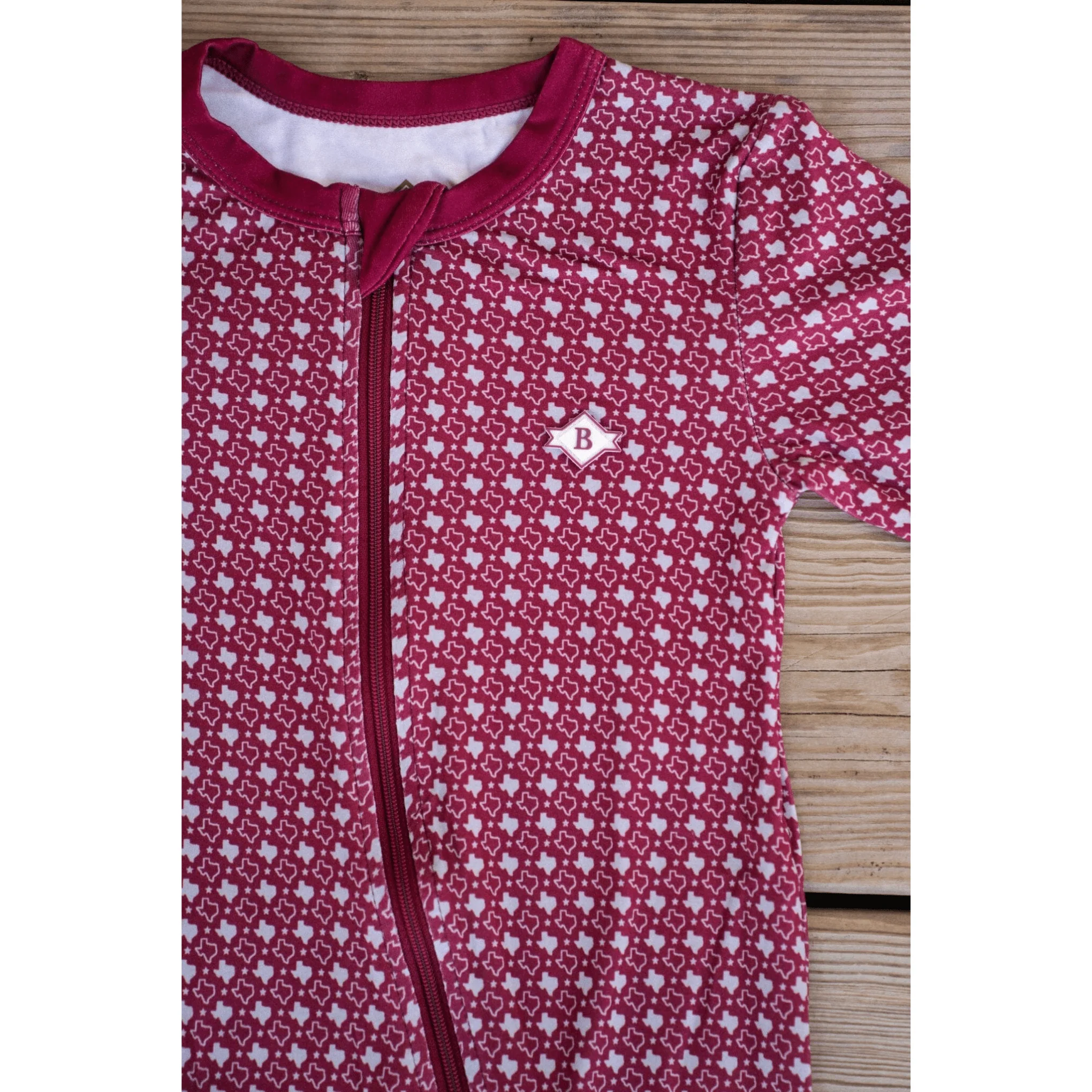 Baby Zip Up - Texas - Maroon & Grey - Image 3