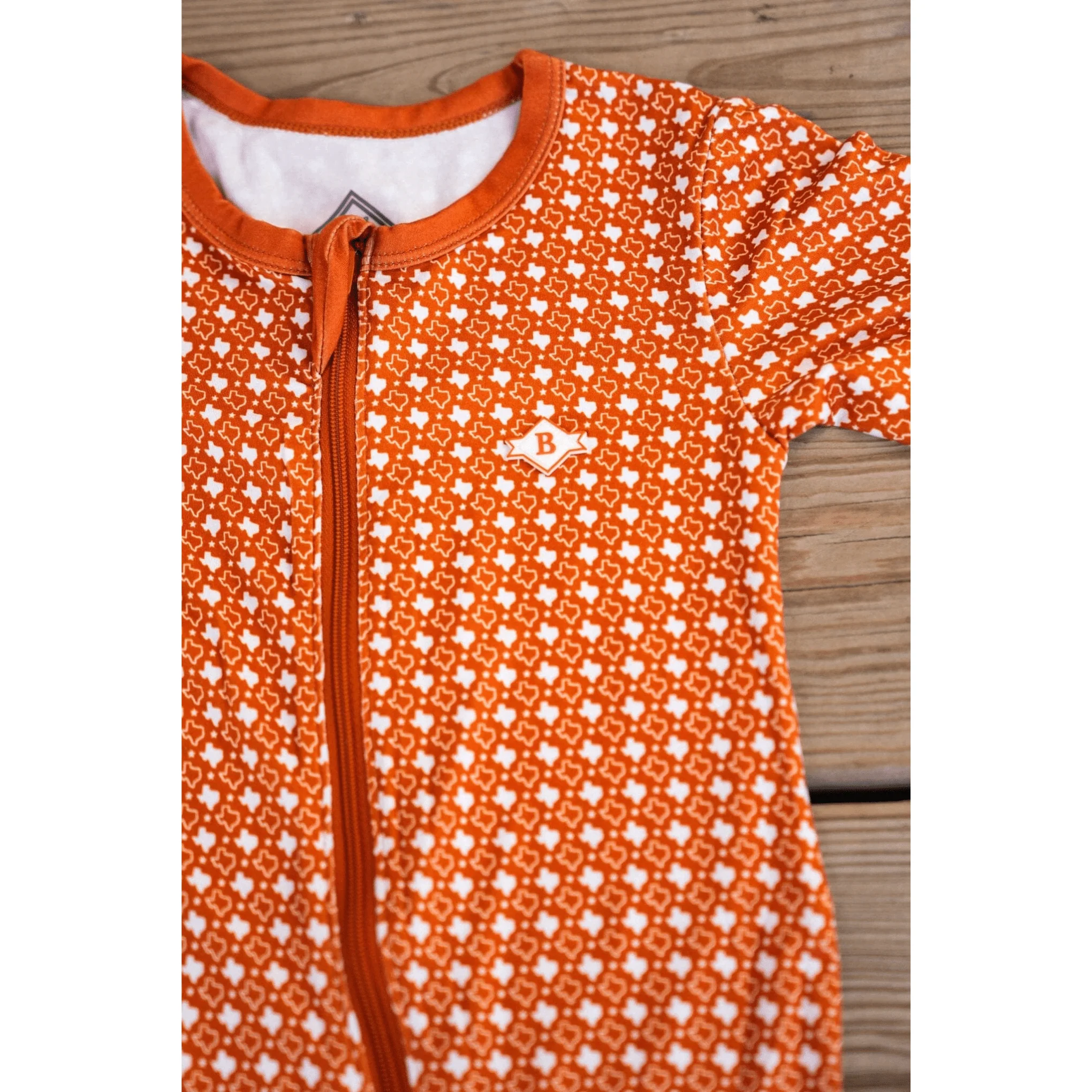 Baby Zip Up - Texas - Orange & White - Image 3