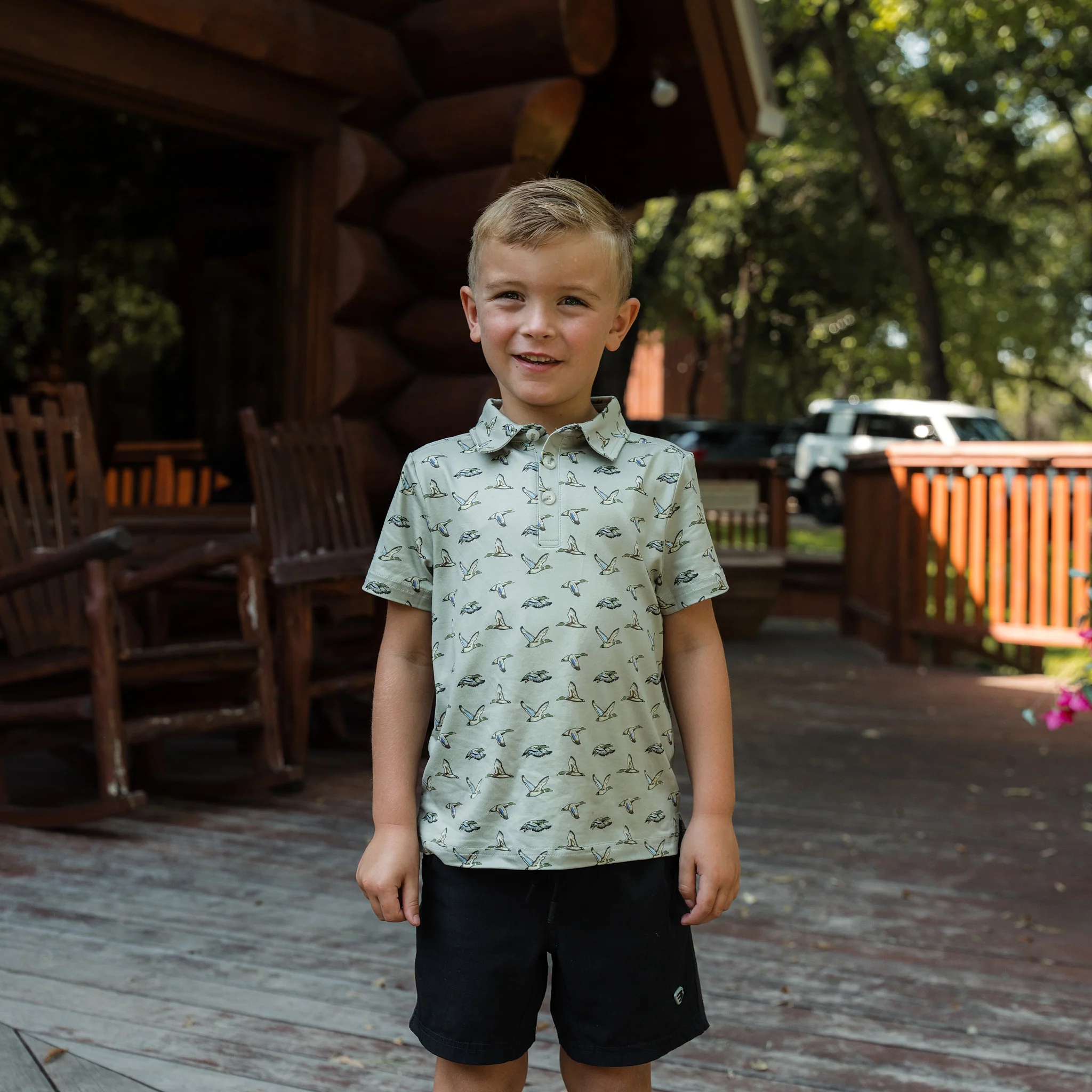 Father and Son Bundle - Performance Polo - Flying Ducks Green - Image 5