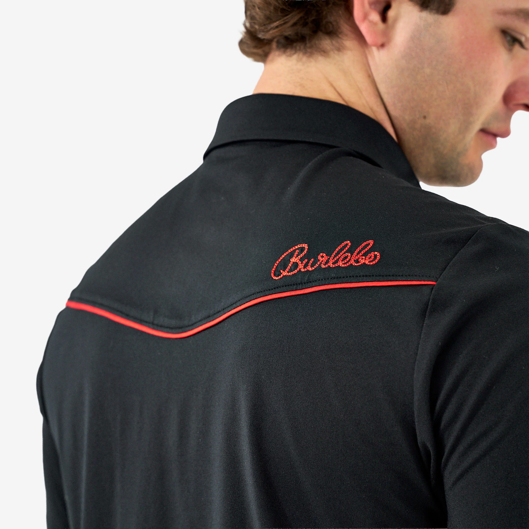 Pearl Snap Performance Polo - Black And Red - Image 6