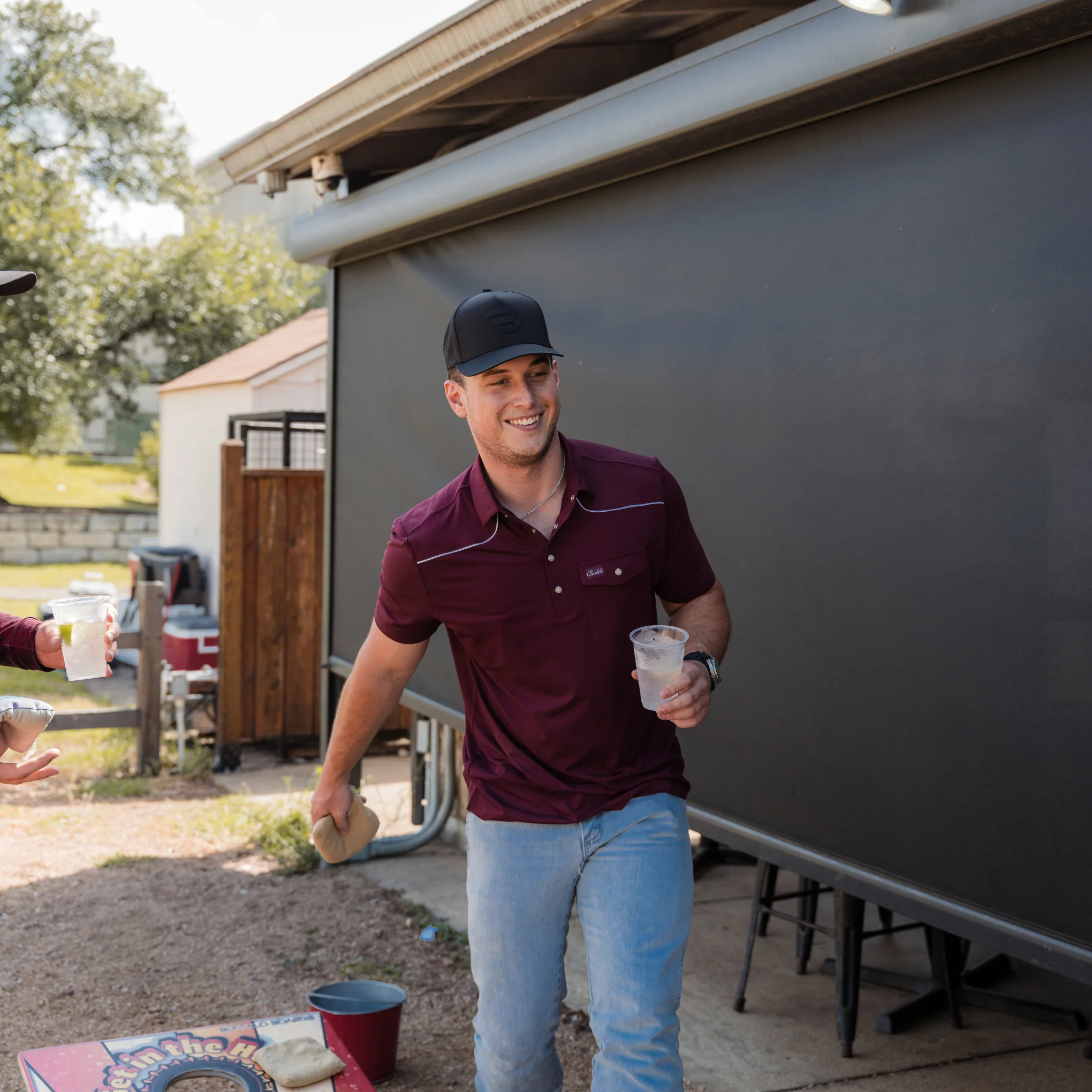 Pearl Snap Performance Polo - Maroon - Image 4