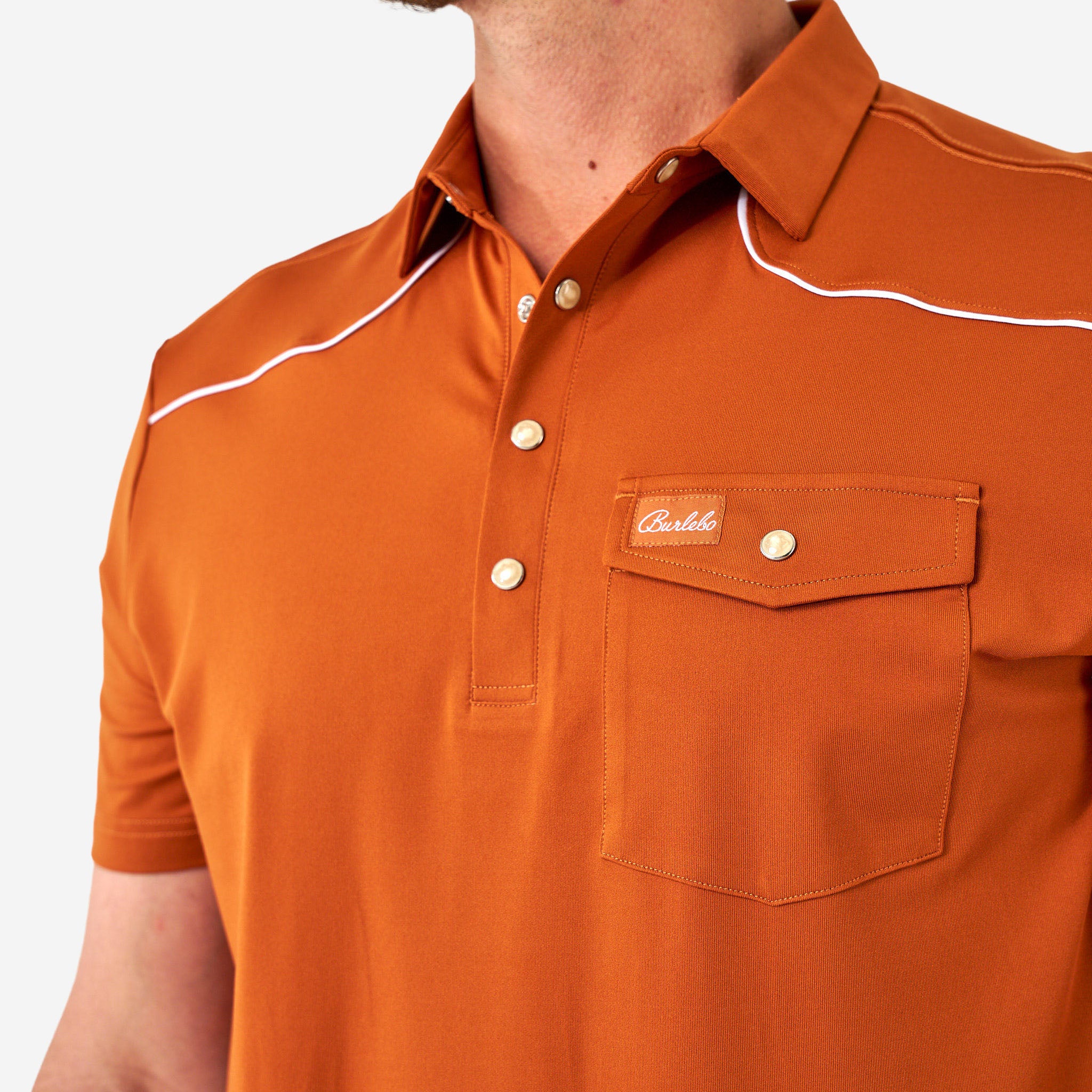Pearl Snap Performance Polo - Orange - Image 3