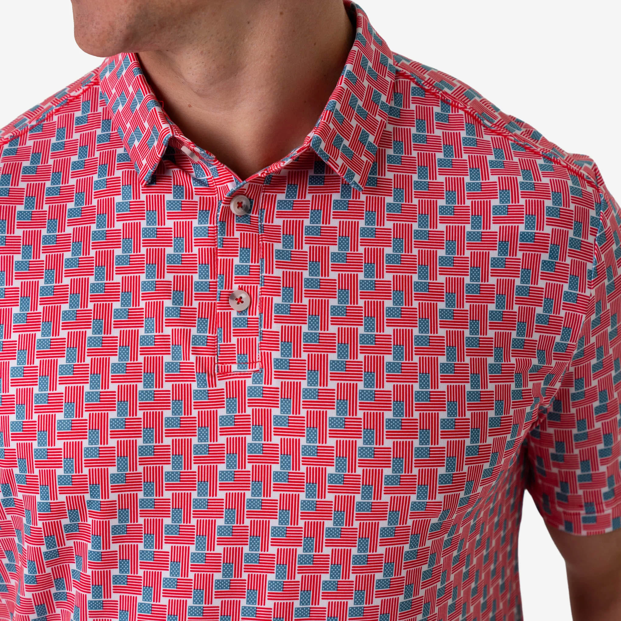 Performance Polo - American Flag Print - Image 3