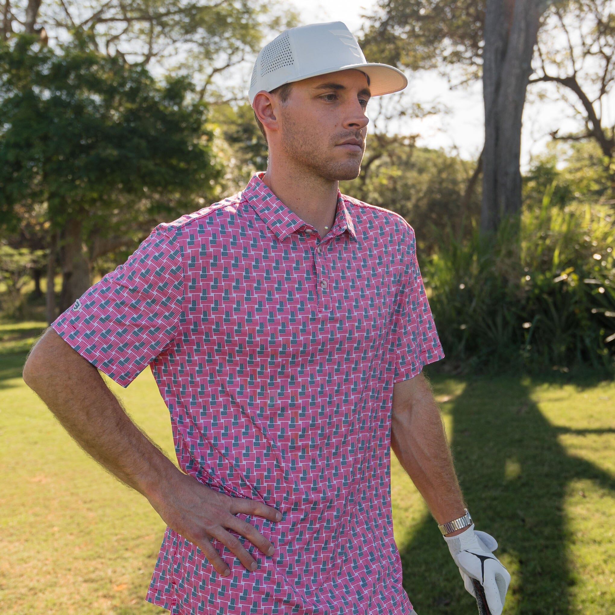 Performance Polo - American Flag Print - Image 6