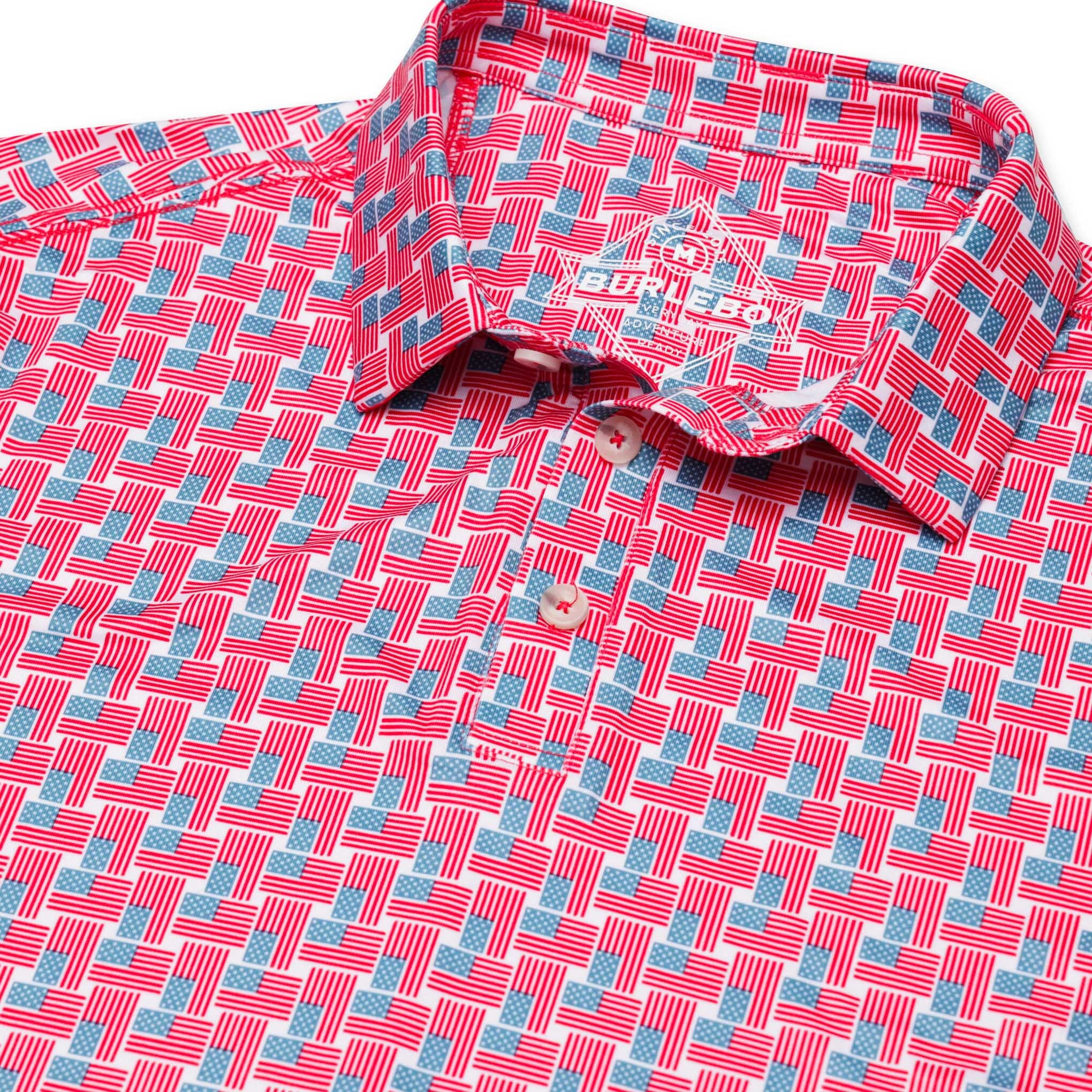Performance Polo - American Flag Print - Image 7