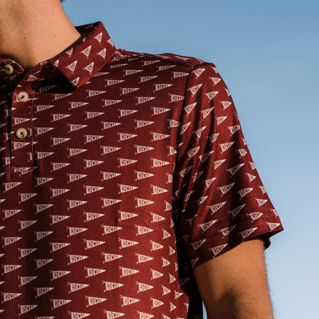 Performance Polo - Howdy Pennants - Maroon - Image 6