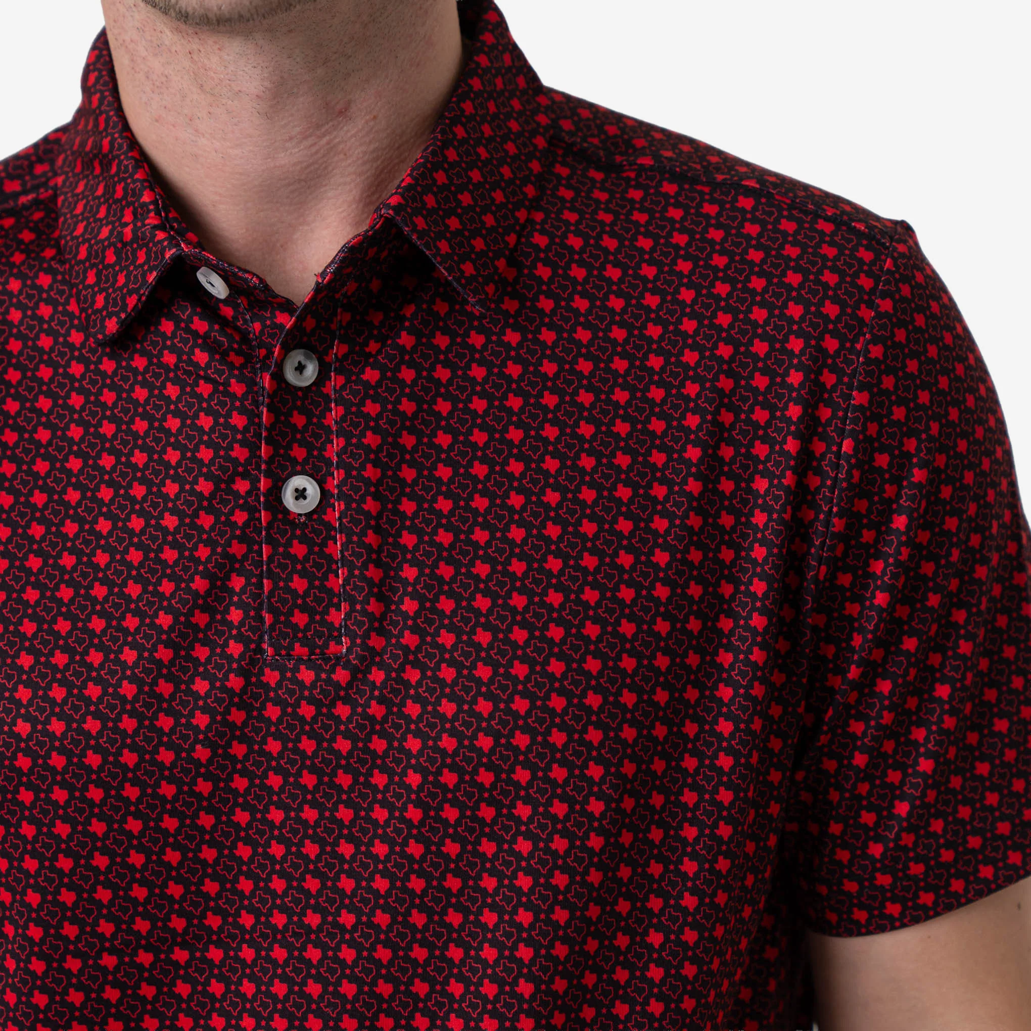 Performance Polo - Texas - Black & Red - Image 3