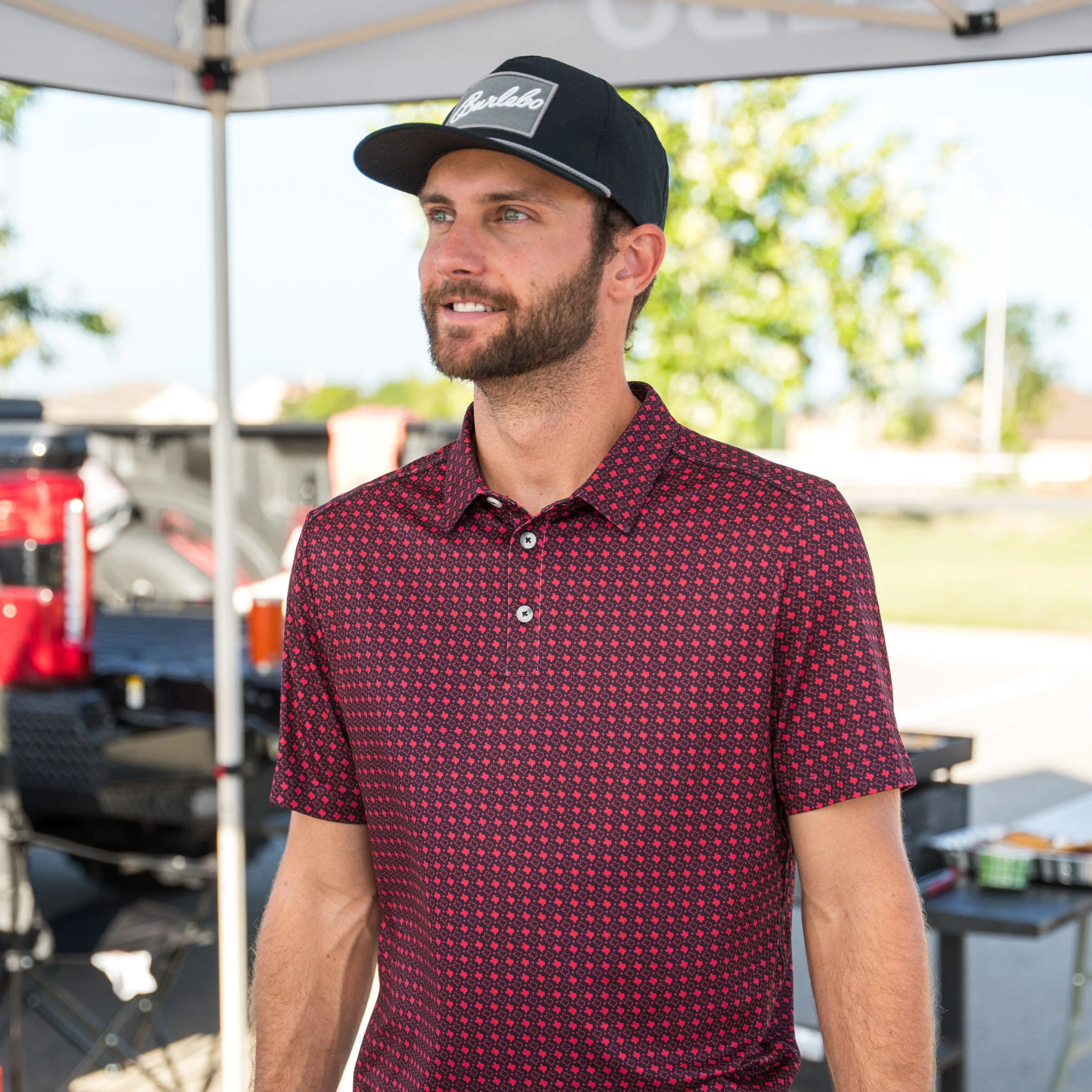 Performance Polo - Texas - Black & Red - Image 6