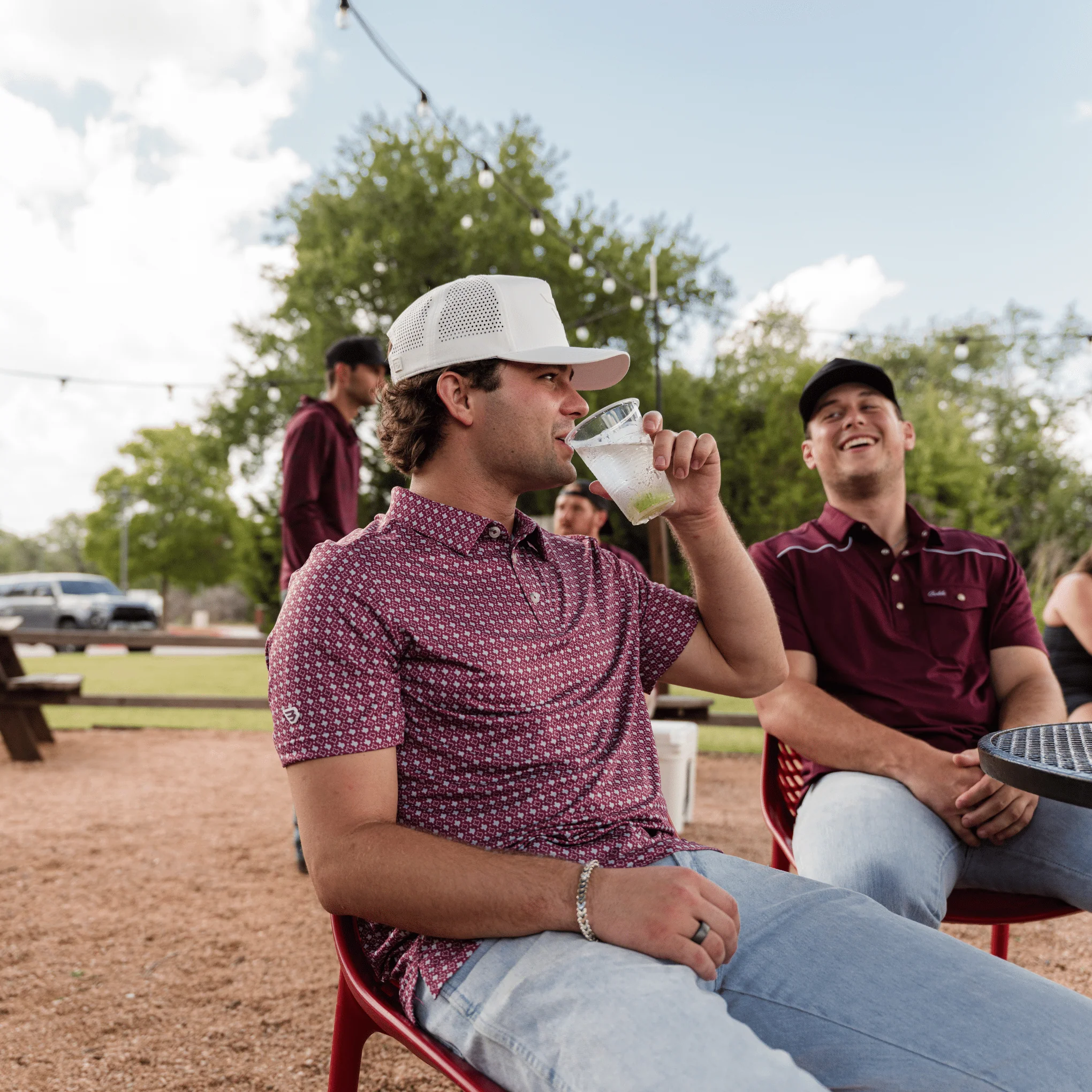 Performance Polo - Texas - Maroon & Grey - Image 5