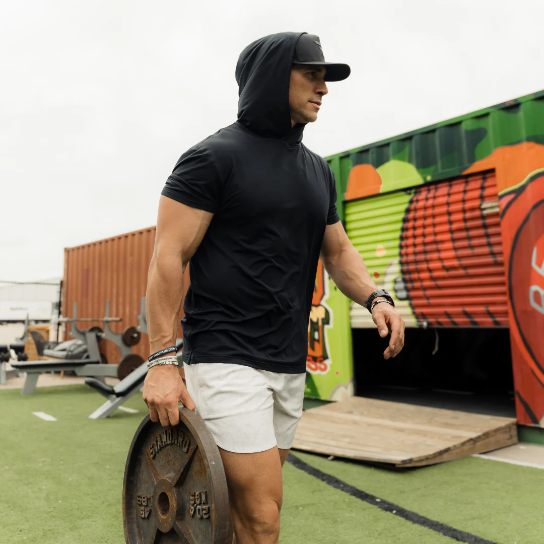 Short Sleeve Performance Hoodie - Black - Image 2