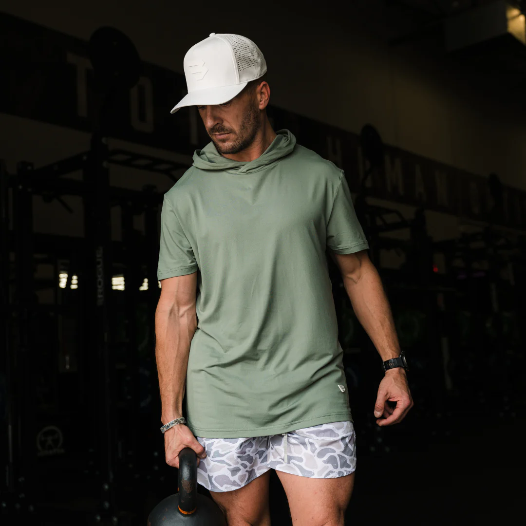 Short Sleeve Performance Hoodie - Sage - Image 2
