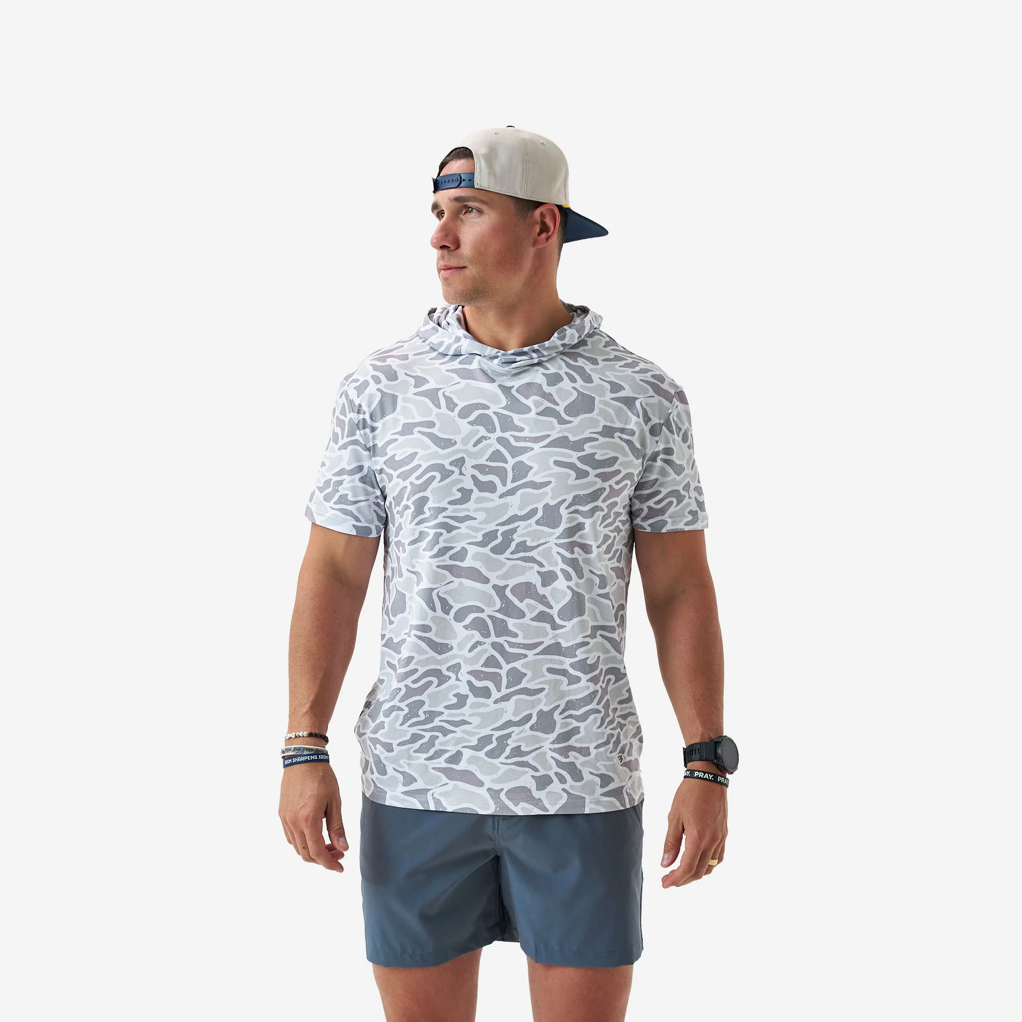 Short Sleeve Performance Hoodie - White Camo - Image 7