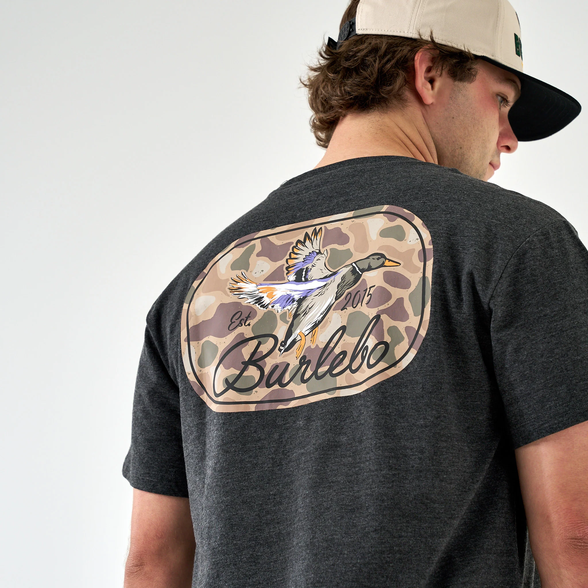 Short Sleeve Tee - Ducks Flying In - Heather Black - Image 4