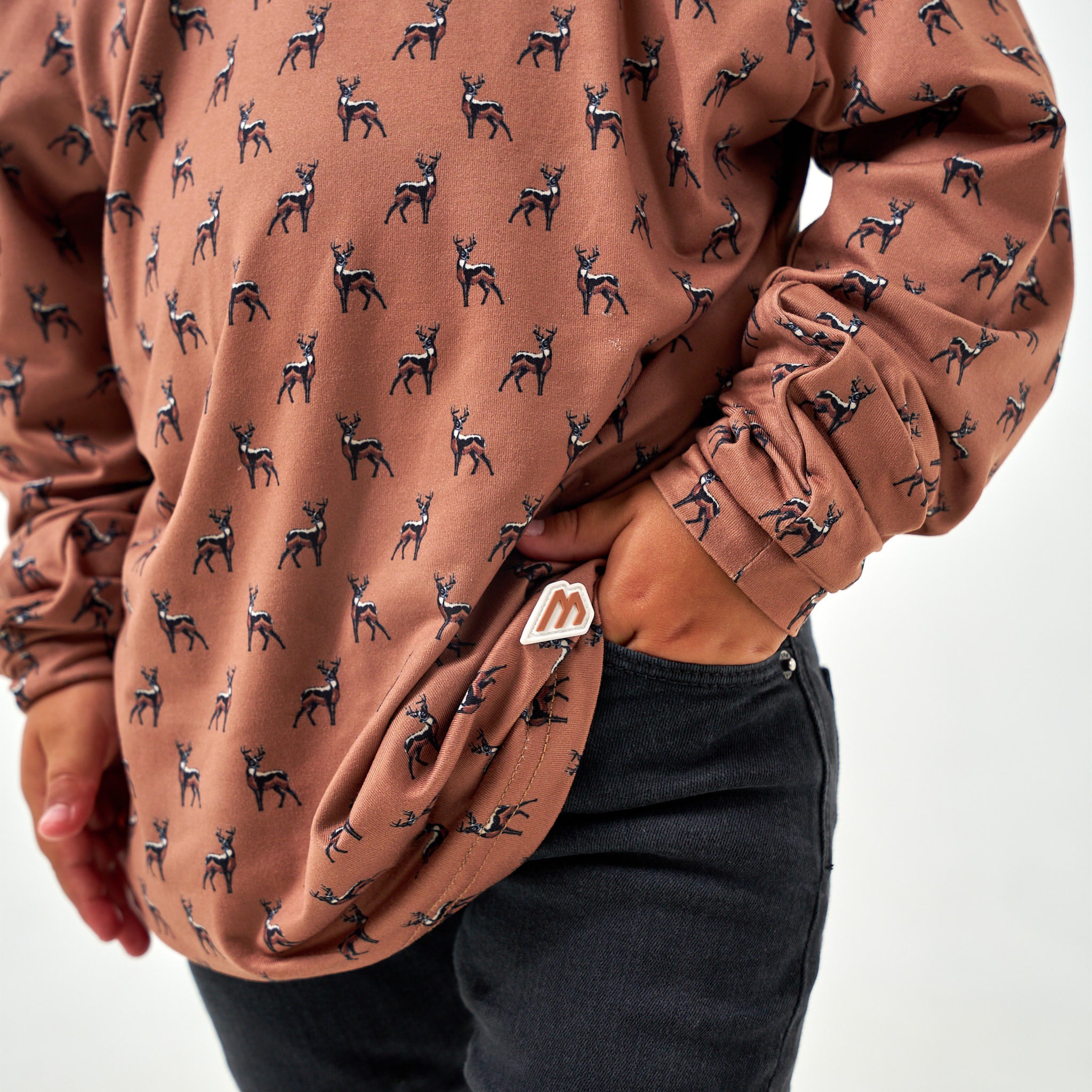 Youth Performance Hoodie - Whitetail Deer - Brown - Image 4