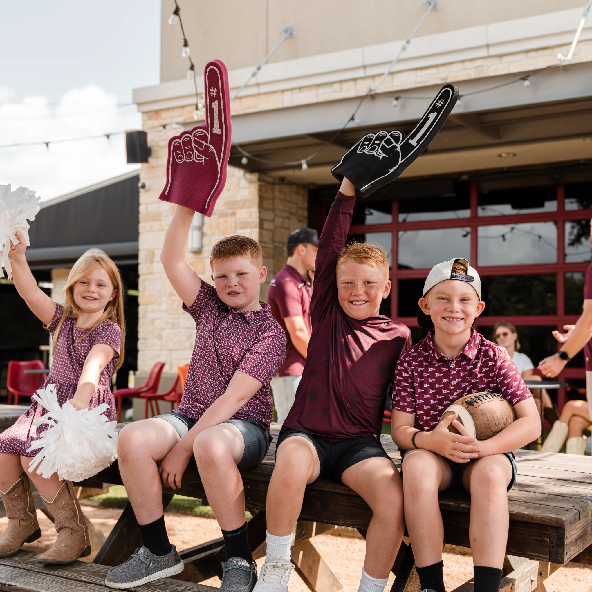 Youth Performance Polo - Howdy Pennants - Maroon - Image 4