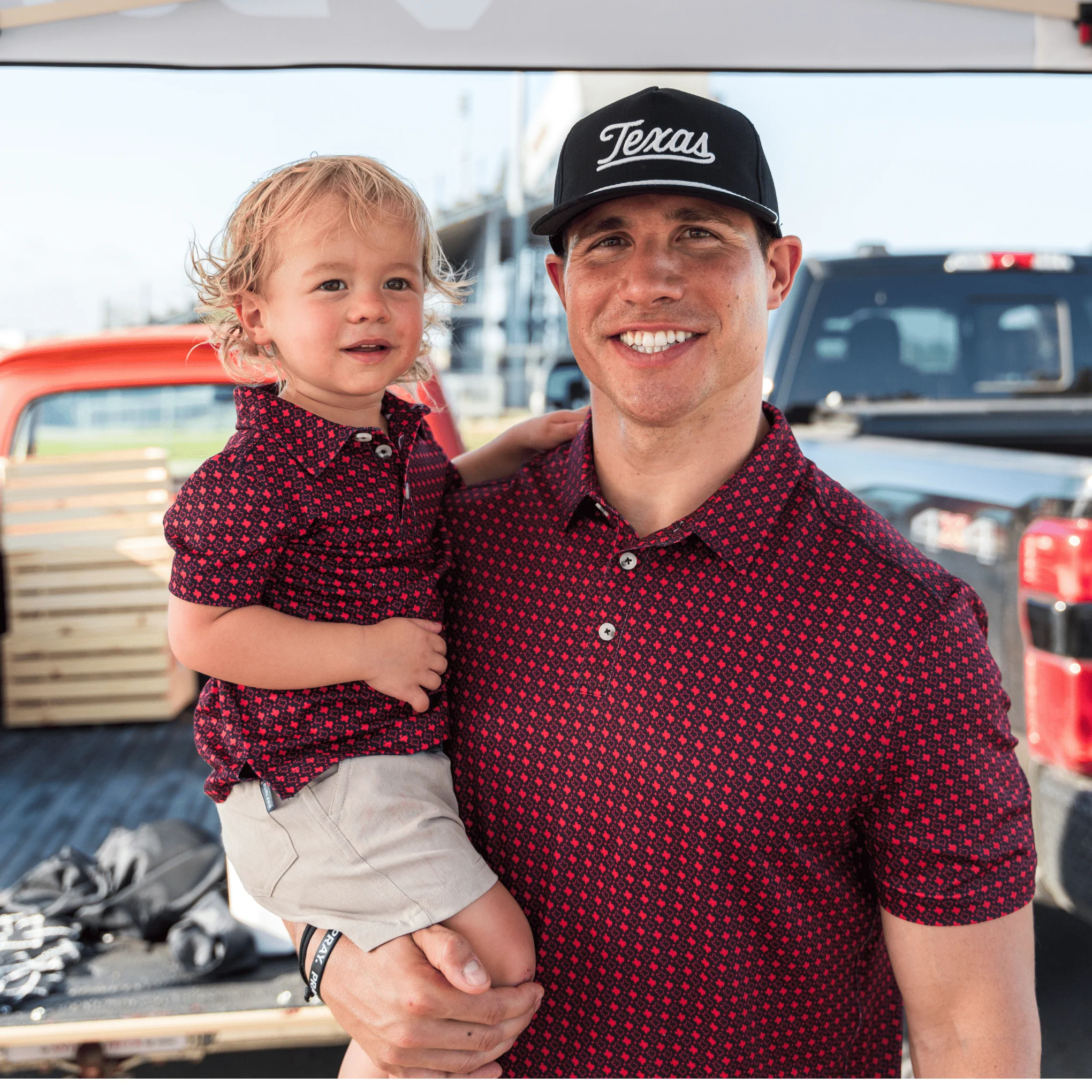 Youth Performance Polo - Texas - Black & Red - Image 6