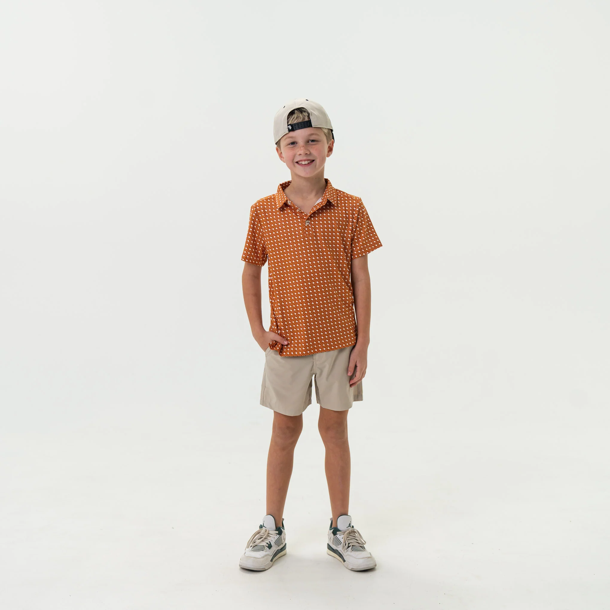 Youth Performance Polo - Texas - Orange & White - Image 3