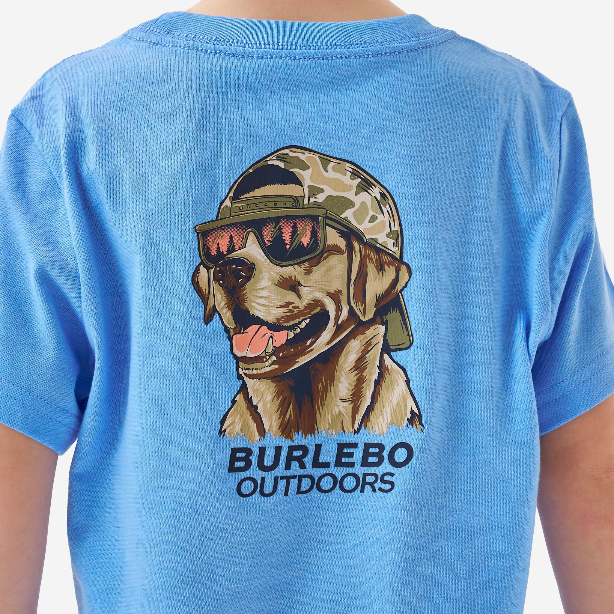 Youth Short Sleeve Tee - Mallard Camo Dog - Periwinkle Blue - Image 4