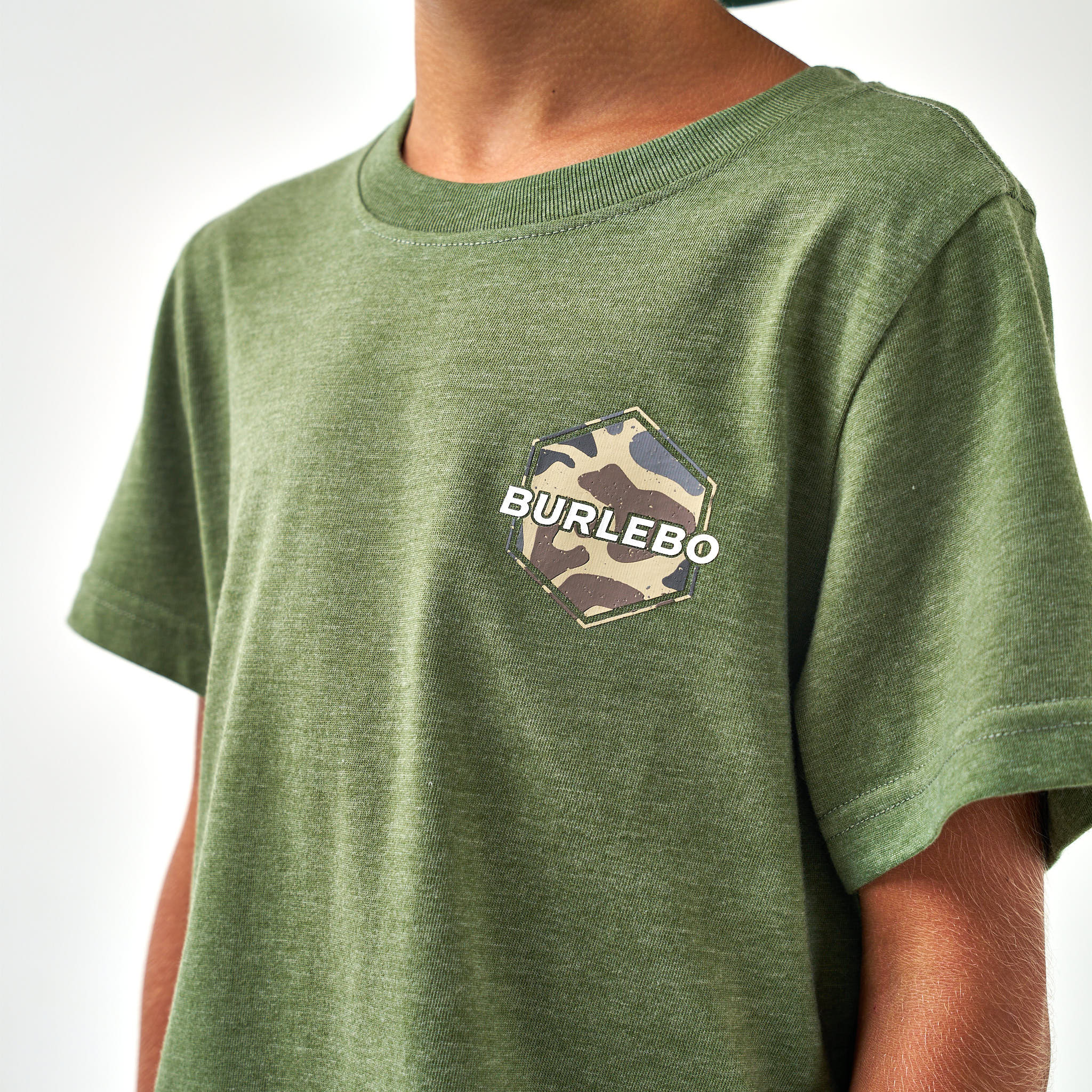 Youth Short Sleeve Tee - Rad Dude Deer Camo - Heather Olive - Image 4