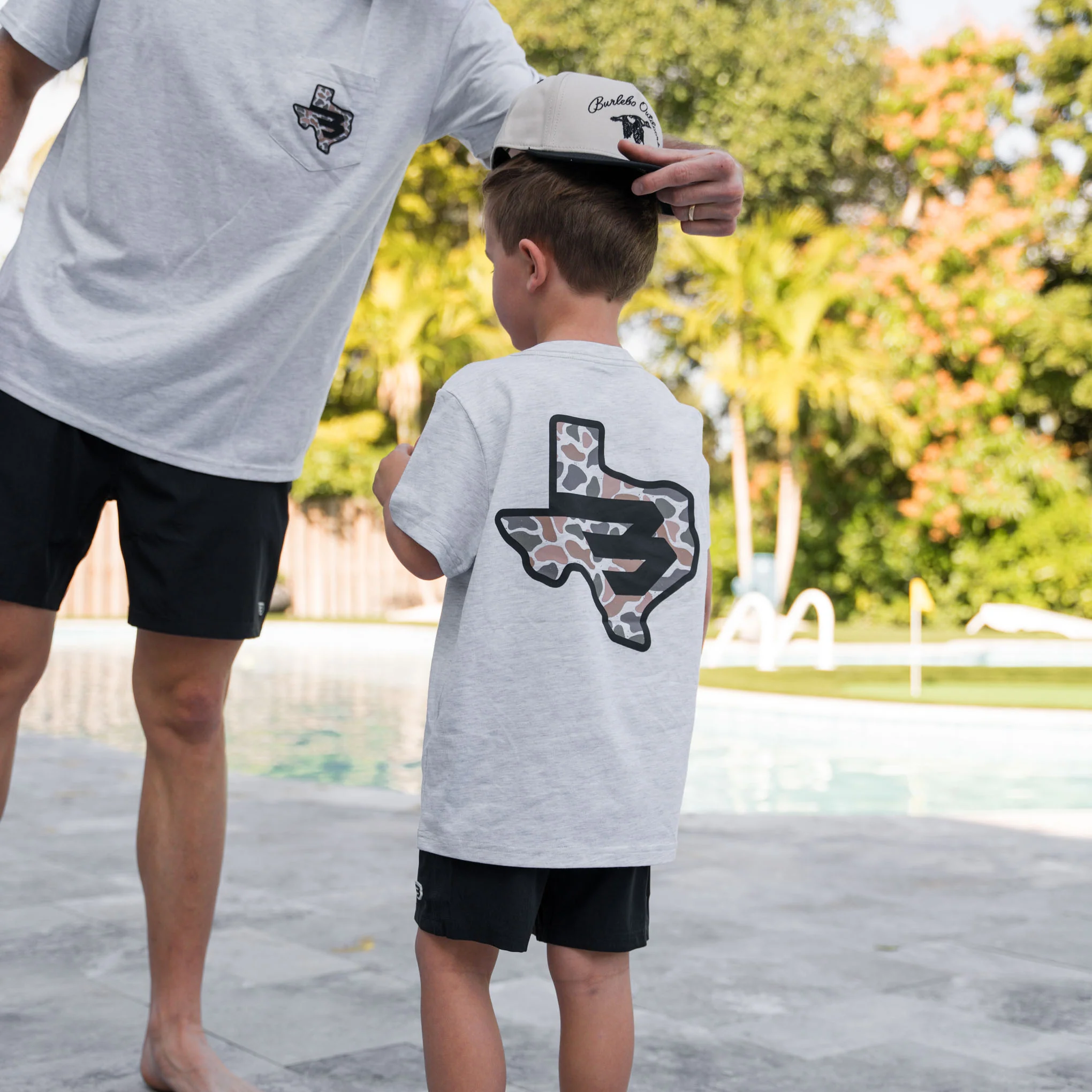Youth Short Sleeve Tee - Texas Camo Flying B Logo - Heather Ash Grey - Image 3